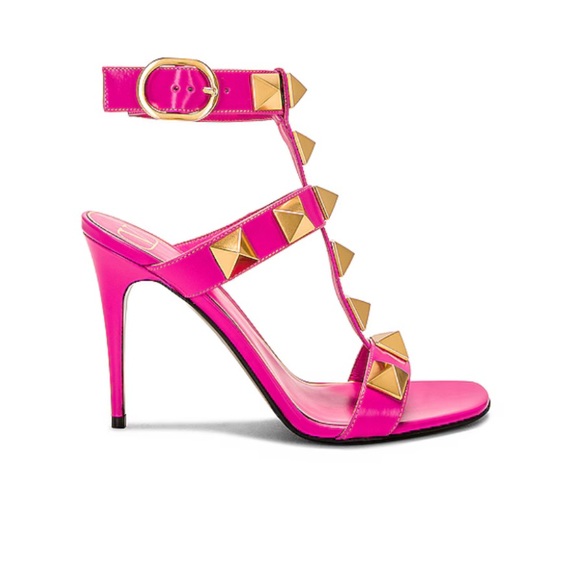 Valentino Garavani Pink and Gold Studded Heels - Roman Stud Sandal - Picture 1 of 6